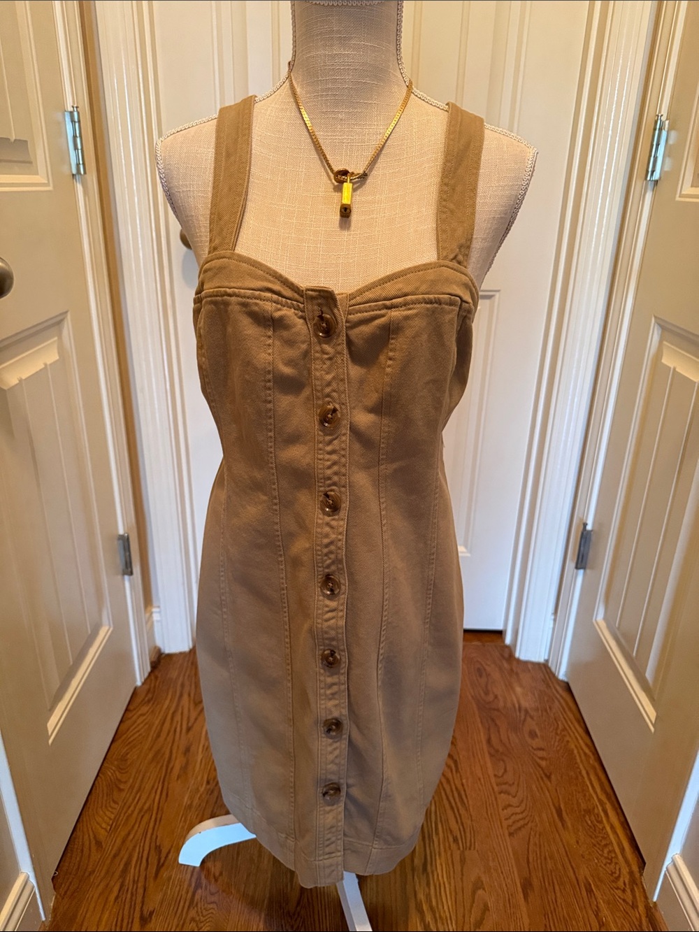 Banana Republic Tan Button-Front Mini Dress